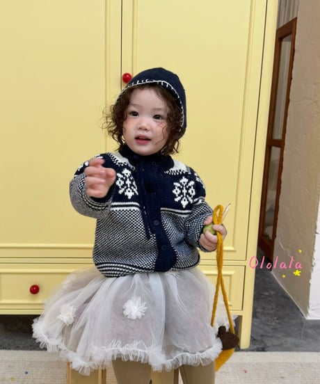 29[予約]ololala balaclava knit cardigan(hat set)