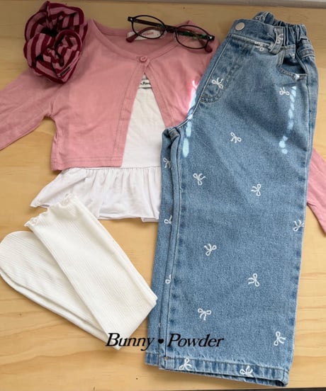 49[予約]bunny powder ribbon denim pants