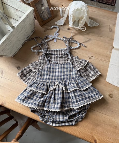 45[予約]marron check cancan suit(6-18m)