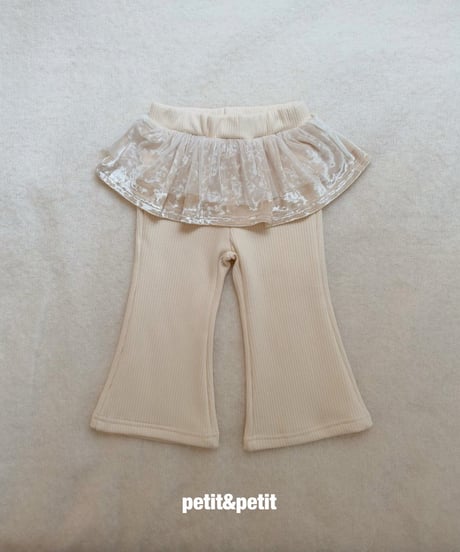 37[予約]petit&petit velvet mesh flare pants