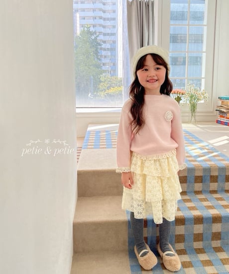 6[予約]petit&petit flower lace cancan skirt