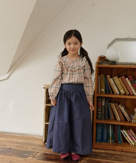 10[予約]mon Atelier check frill blouse