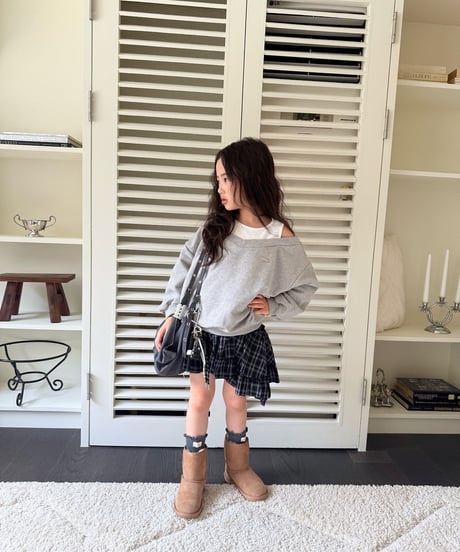 36[予約]COMMA check asymmetrical skirt