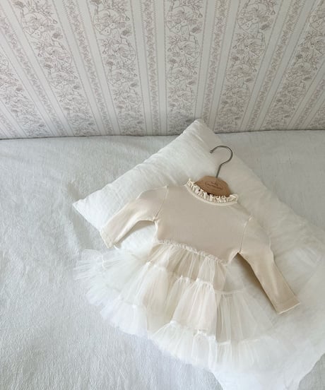 4[予約]monbebe ribbed tulle suit