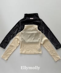 44[予約]ELLYMOLLY velvet mesh mock turtleneck