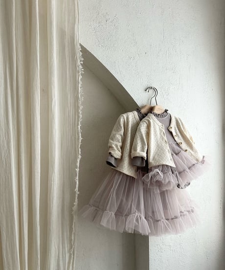 3[予約]monbebe ribbed tulle ops