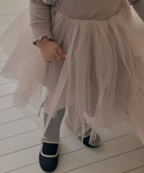 5[予約]送料無料 the beige ribbed tulle ops