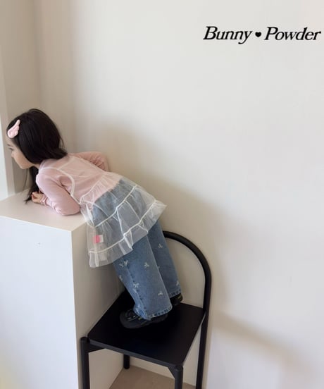49[予約]bunny powder ribbon denim pants