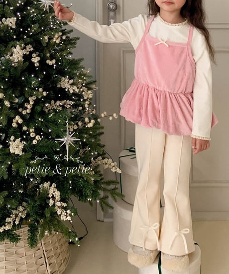 18[予約]petit&petit pintuck ribbon flare pants