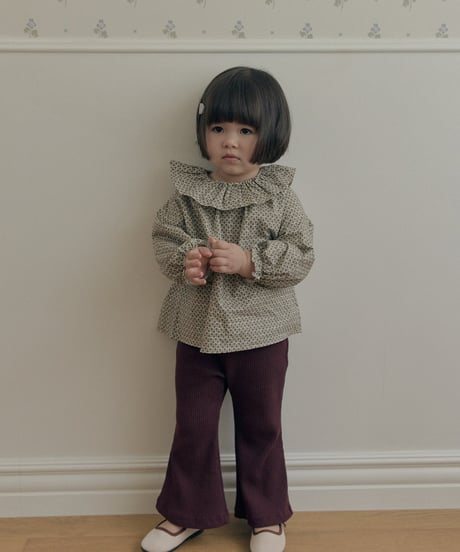 30[予約]送料無料 the beige ribbed bootcut pants