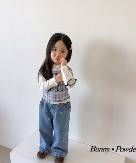 49[予約]bunny powder ribbon denim pants