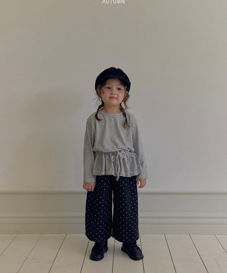 49[予約]LINDO stripe shirred tee