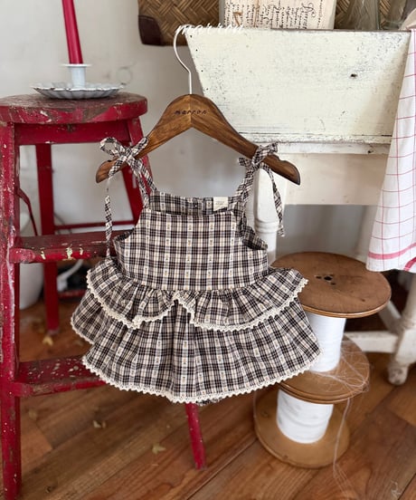 45[予約]marron check cancan suit(6-18m)