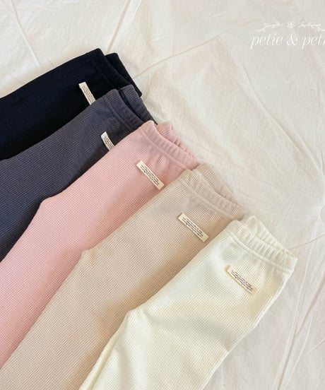 3[予約]petit&petit fleece ribbed leggings
