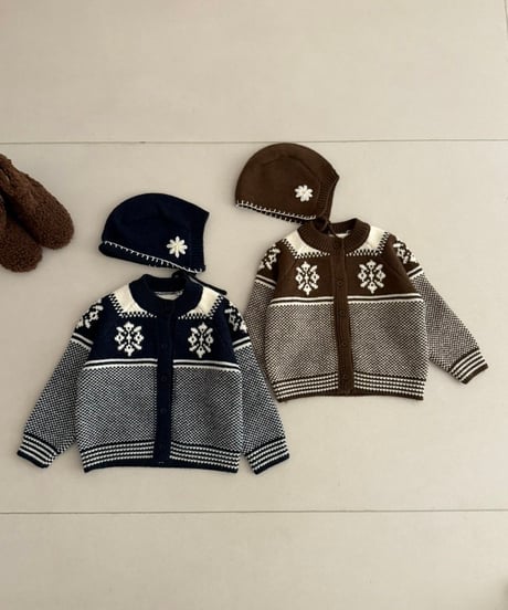 29[予約]ololala balaclava knit cardigan(hat set)