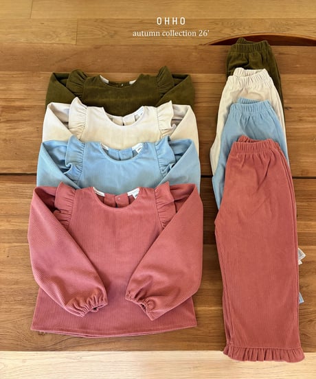 22[予約]ohho soft corduroy frill pants