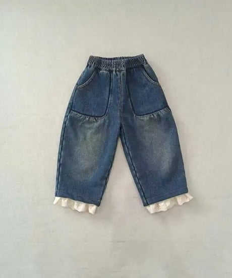 2[予約]aiai lace pocket denim pants
