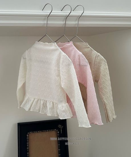 5[予約]melikey frill ribbon mesh t-shirt