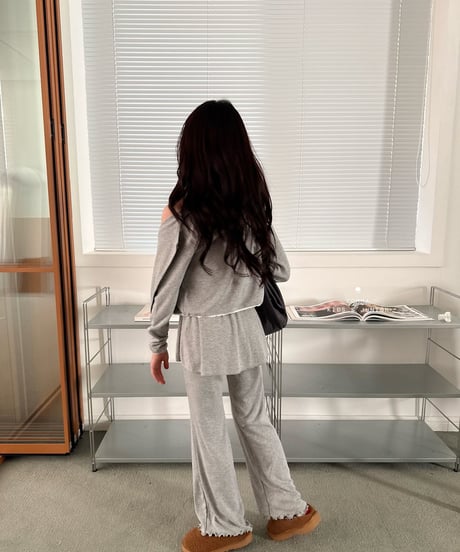 20[予約]COMMA rib stretch layered bootcut pants