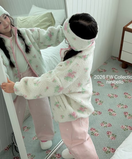 42[予約]ninibello milk heart embroidery pants