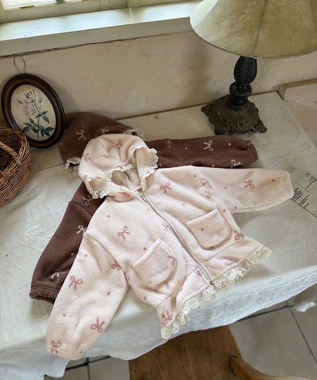 2[予約]marron ribbon hooded zip-up(XS-L)
