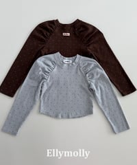 48[予約]ELLYMOLLY giselle dot shirring t-shirt