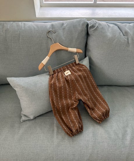 30[予約]monbebe floral check jogger pants