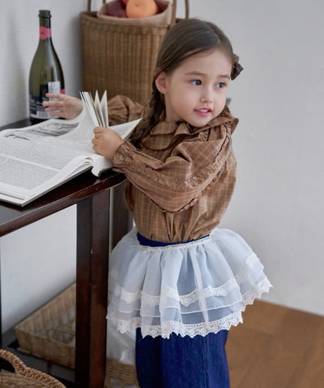 38[予約]marron denim frill pants(XS-L)
