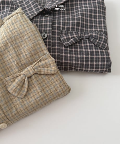 6[予約]LINDO ribbon plaid shirt