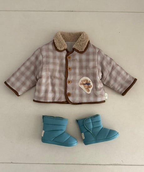 22[予約]ololala teddy check quilted jacket