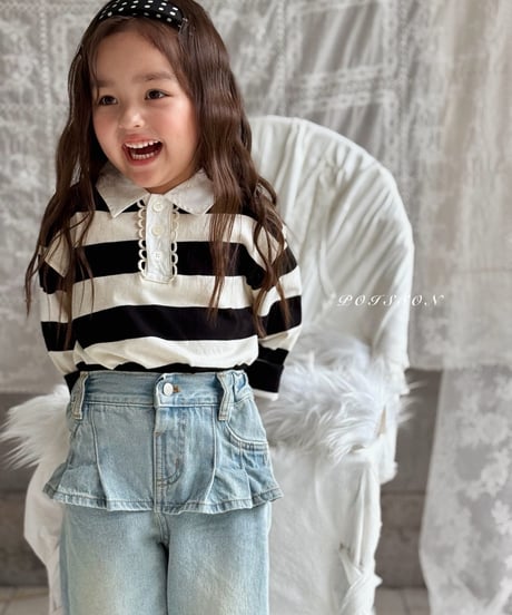 5[予約]poisson striped collar tee