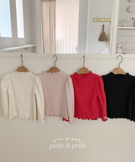 16[予約]petit&petit label plain ruffle t