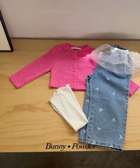 22[予約]bunny powder heart button cardigan