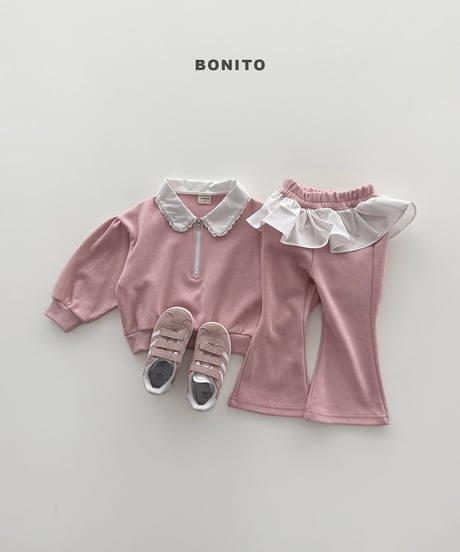61[予約]bonito shirred collar zip-up set
