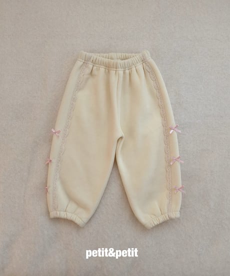 32[予約]petit&petit fleece double lace jogger pants