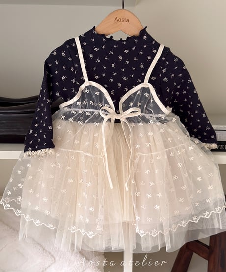 17[予約]Aosta lace ribbon open dress