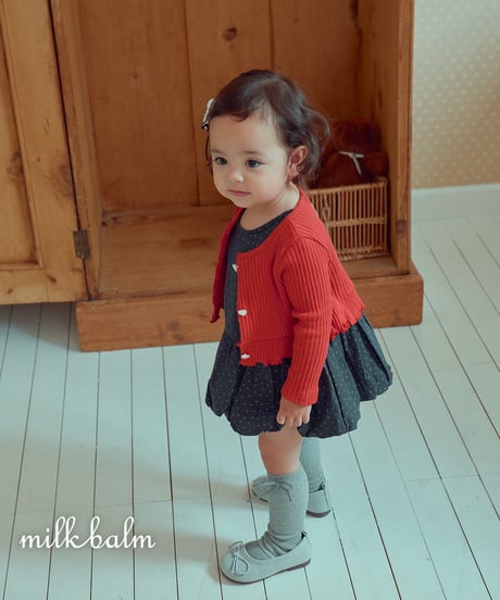 1[予約]milkbalm heart rib cardigan set