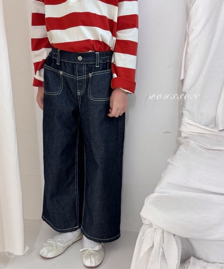 25[予約]poisson heart embroidered denim