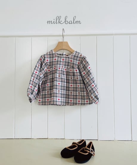 6[予約]milkbalm check bear blouse