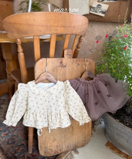 24[予約]marron ribbon mesh skirt(XS-L)