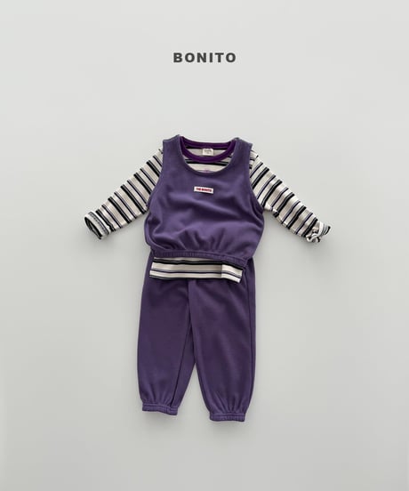 51[予約]bonito heart button stripe tee