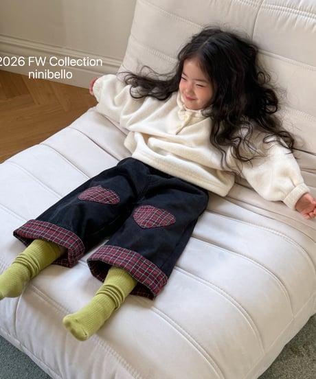 41[予約]ninibello love me plaid denim pants