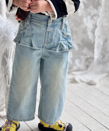 26[予約]poisson pleated denim skirt pants