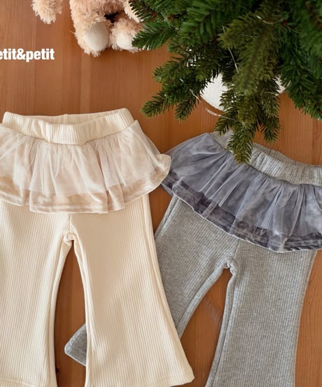 37[予約]petit&petit velvet mesh flare pants