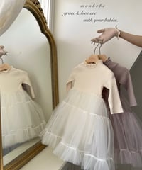 3[予約]monbebe ribbed tulle ops