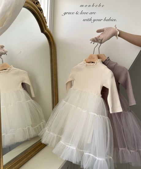 3[予約]monbebe ribbed tulle ops