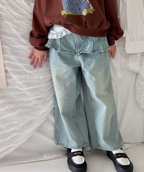 26[予約]poisson pleated denim skirt pants