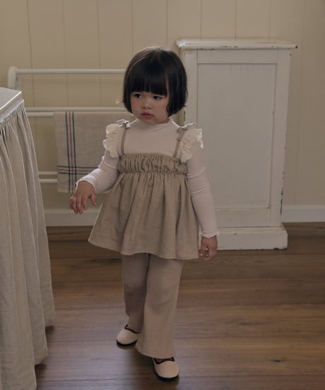 30[予約]送料無料 the beige ribbed bootcut pants