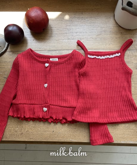 1[予約]milkbalm heart rib cardigan set