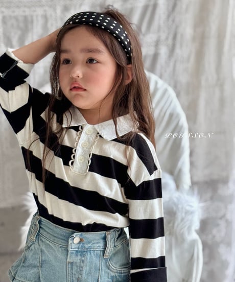 5[予約]poisson striped collar tee